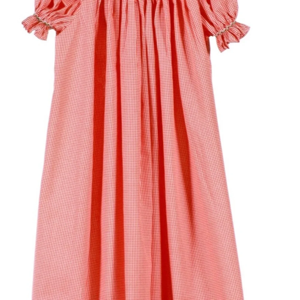Girls' Red Gingham Smocked Pumpkin Dress